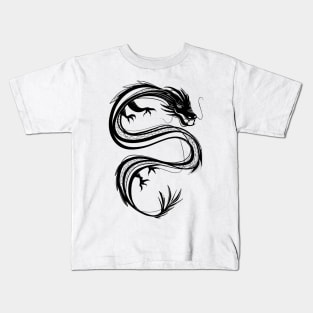 traditional chinese dragon in black Kids T-Shirt